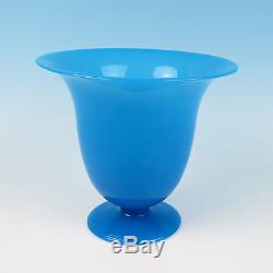 Large Antique/Vintage Blue Opaline Glass Vase Italian Blown Art Murano Venetian