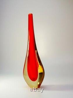 Large Flavio Poli 70s Vintage Murano/Venetian Sommerso Art Glass Vase MidCentury