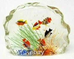 Large Signed Vintage Murano Glass Aquarium Sculpture 5-1/2 Tall 7 Wide