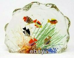 Large Signed Vintage Murano Glass Aquarium Sculpture 5-1/2 Tall 7 Wide