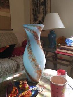 Large Vintage 18-Inch Murano Glass Vase Mid Century Modern Multicolor HUGE