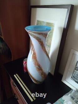 Large Vintage 18-Inch Murano Glass Vase Mid Century Modern Multicolor HUGE