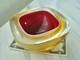 Large Vintage Amber/Red MURANO Sommerso Glass Polished Top GEODE BOWL Italy MCM