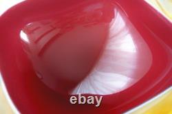 Large Vintage Amber/Red MURANO Sommerso Glass Polished Top GEODE BOWL Italy MCM