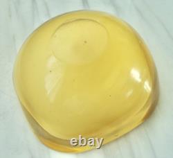 Large Vintage Amber/Red MURANO Sommerso Glass Polished Top GEODE BOWL Italy MCM