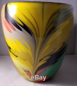 Large Vintage Beautiful Multicolor Murano Art Glass Bowl/Vase Signed