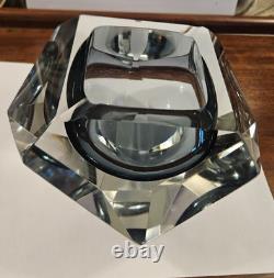 Large Vintage Flavio Poli Mandruzzato Murano Glass Sommerso Faceted Geode Bowl
