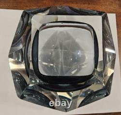 Large Vintage Flavio Poli Mandruzzato Murano Glass Sommerso Faceted Geode Bowl