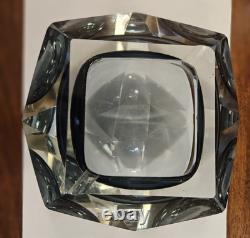 Large Vintage Flavio Poli Mandruzzato Murano Glass Sommerso Faceted Geode Bowl