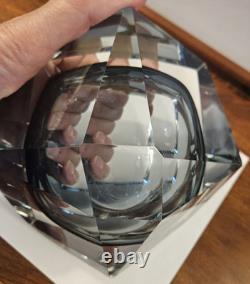 Large Vintage Flavio Poli Mandruzzato Murano Glass Sommerso Faceted Geode Bowl