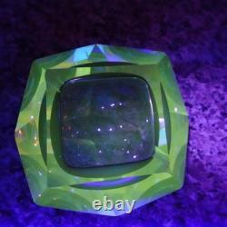 Large Vintage Flavio Poli Mandruzzato Murano Glass Sommerso Faceted Geode Bowl