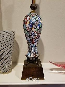 Large Vintage Fratelli Toso Millefiori Murano Glass Lamp