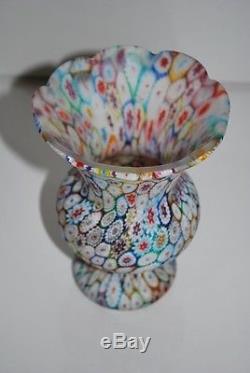 Large Vintage Fratelli Toso Millefiori Murano Glass Vase