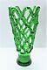Large Vintage MID Century Emerald Green Lattice Murano Art Glass Vase