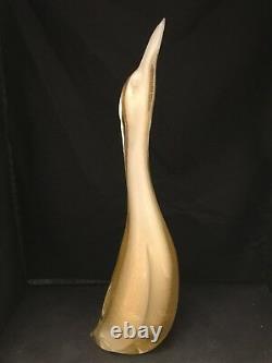 Large Vintage Murano Art Glass 15 Tall White & Clear Goose With Gold Flecks