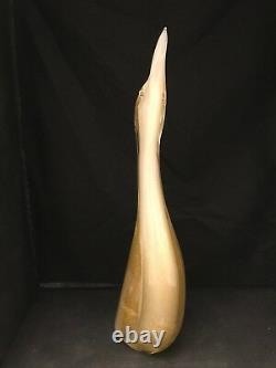 Large Vintage Murano Art Glass 15 Tall White & Clear Goose With Gold Flecks