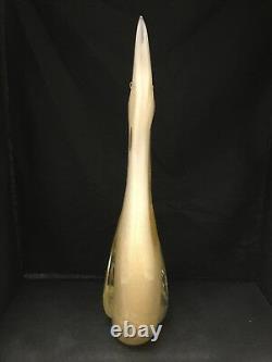 Large Vintage Murano Art Glass 15 Tall White & Clear Goose With Gold Flecks