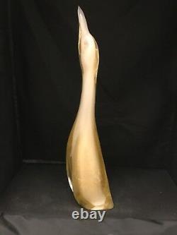 Large Vintage Murano Art Glass 15 Tall White & Clear Goose With Gold Flecks