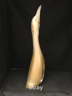 Large Vintage Murano Art Glass 15 Tall White & Clear Goose With Gold Flecks