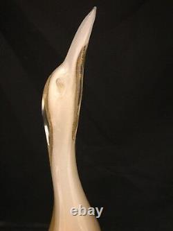 Large Vintage Murano Art Glass 15 Tall White & Clear Goose With Gold Flecks