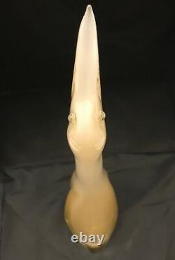 Large Vintage Murano Art Glass 15 Tall White & Clear Goose With Gold Flecks