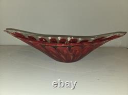 Large Vintage Murano Art Glass Bowl Mid Century By Fratelli Toso With Label
