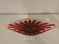 Large Vintage Murano Art Glass Bowl Mid Century By Fratelli Toso With Label
