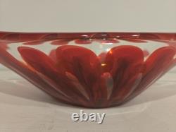 Large Vintage Murano Art Glass Bowl Mid Century By Fratelli Toso With Label