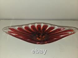 Large Vintage Murano Art Glass Bowl Mid Century By Fratelli Toso With Label
