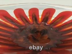 Large Vintage Murano Art Glass Bowl Mid Century By Fratelli Toso With Label