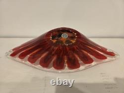 Large Vintage Murano Art Glass Bowl Mid Century By Fratelli Toso With Label