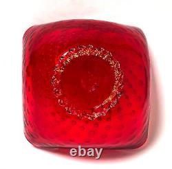 Large Vintage Murano Art Glass Ruby Red Gold Aventurine Bullicante Bubble Bowl