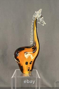 Large Vintage Murano Art glass Giraffe Handblown Figurine Statue, Unmarked