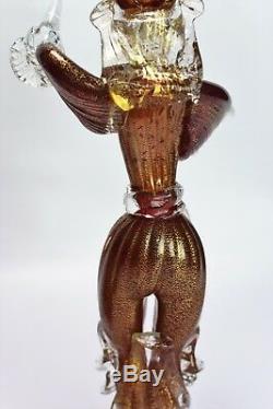 Large Vintage Murano Dancer figurines Gold Fleck Venetian glass Sculptures