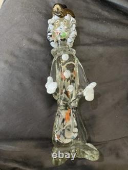 Large Vintage Murano Glass Clown Figurine 12 White Hair Psychedelic Lips hat