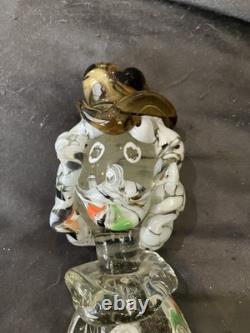 Large Vintage Murano Glass Clown Figurine 12 White Hair Psychedelic Lips hat