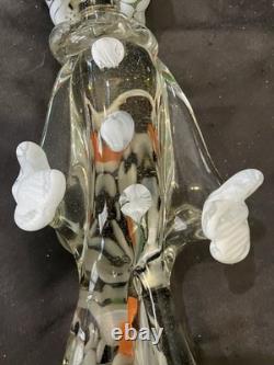 Large Vintage Murano Glass Clown Figurine 12 White Hair Psychedelic Lips hat