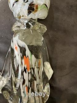 Large Vintage Murano Glass Clown Figurine 12 White Hair Psychedelic Lips hat