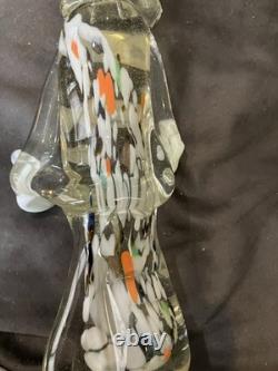Large Vintage Murano Glass Clown Figurine 12 White Hair Psychedelic Lips hat