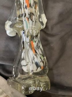 Large Vintage Murano Glass Clown Figurine 12 White Hair Psychedelic Lips hat