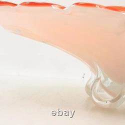 Large Vintage Murano Glass Orange White Footed Compote Bowl (20.5 inches)