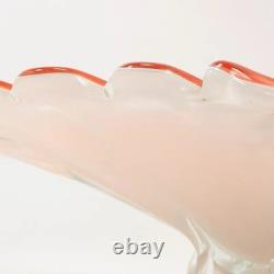 Large Vintage Murano Glass Orange White Footed Compote Bowl (20.5 inches)