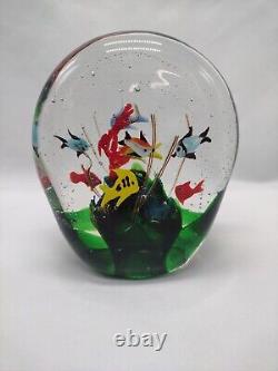 Large Vintage Murano  Glass Tropical Fish Aquarium Heavy Paperweight 7lb 6oz