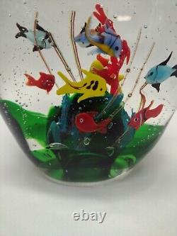 Large Vintage Murano  Glass Tropical Fish Aquarium Heavy Paperweight 7lb 6oz