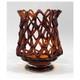 Large Vintage Murano Italy Weave Basket Style Dark Amber Glass Sculpture 12