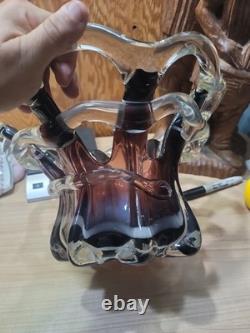 Large Vintage Murano Style Sommerso Art Glass Crown Bowl 13