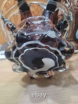 Large Vintage Murano Style Sommerso Art Glass Crown Bowl 13