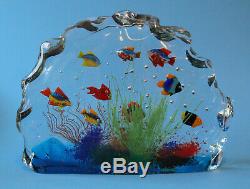Large Vintage Nine Fish Murano Fish Aquarium Sculpture Barbini Style 11 x 8