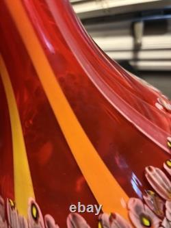 Large vintage murano millefiori blown glass Red vase