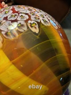 Large vintage murano millefiori blown glass Red vase